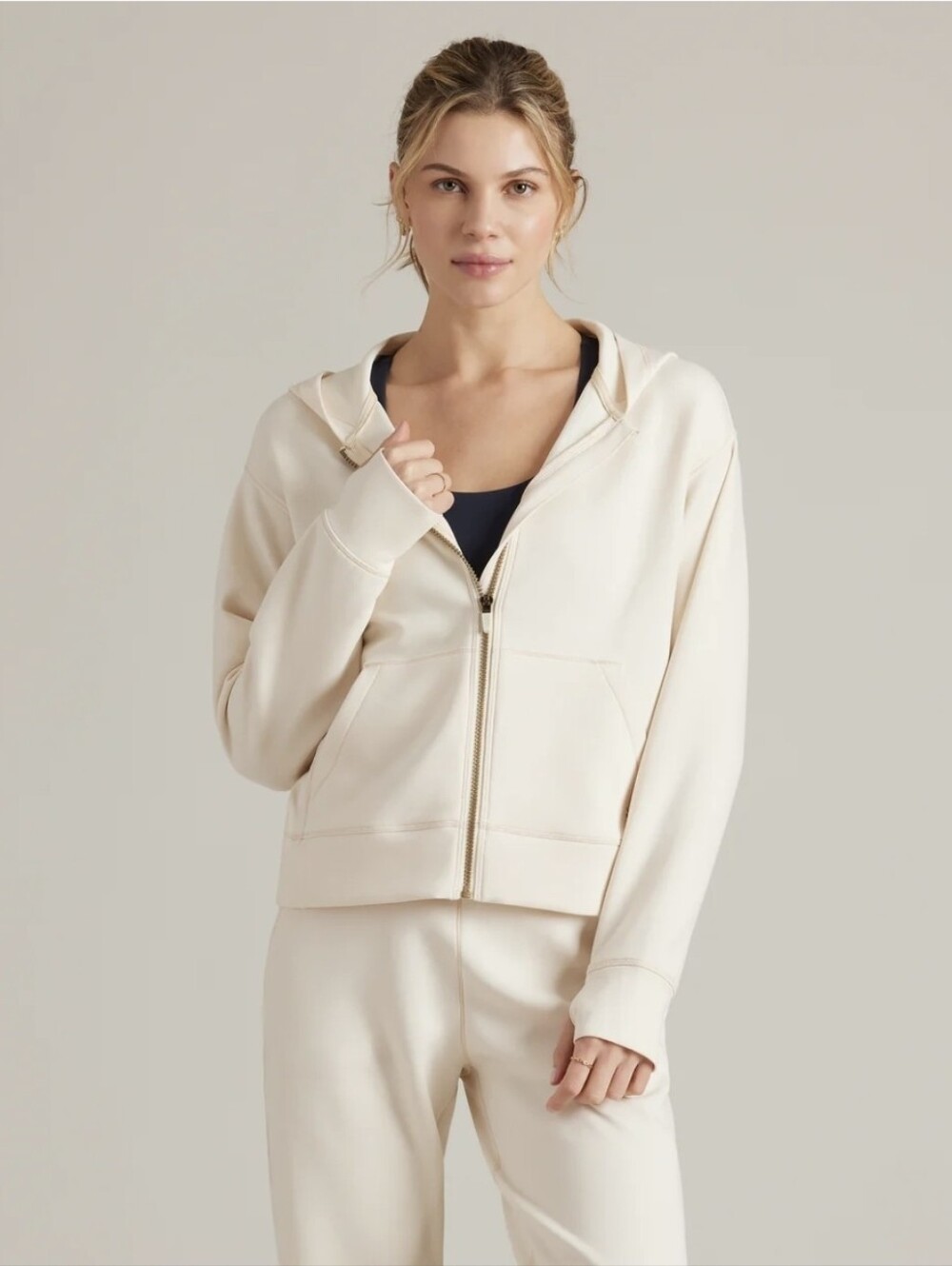 Rhone Womens DreamGlow Full Zip Hoodie Sand Beige M Medium Sweatshirt Minimalist